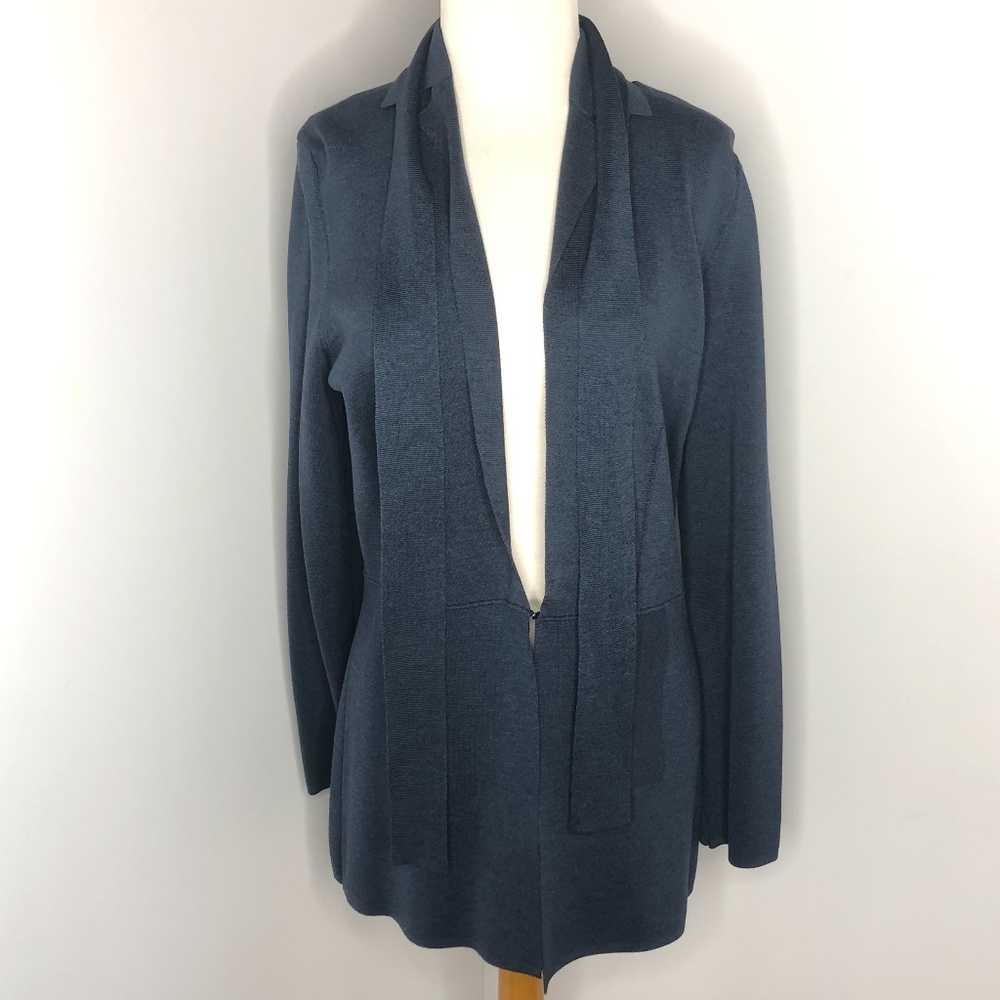 NWT Akris Deep Sea Blue Long Sleeve Open Knit Cardigan
